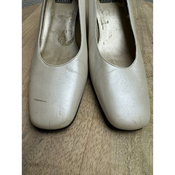 Stuart Weitzman Womens Ivory Leather Heels Size 36.5/6 C (Wide) Vintage - Picture 9 of 9